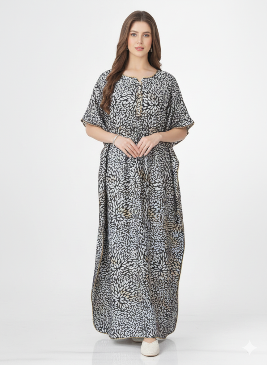 Midnight Bloom Kaftan Style Nightgown – Glamoura X
