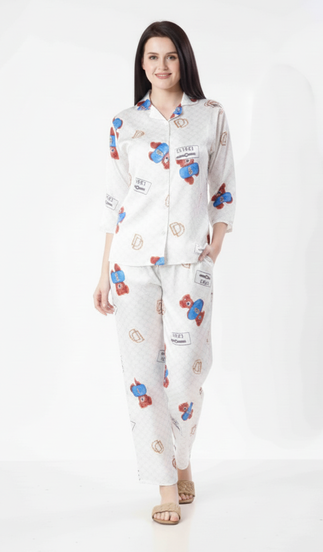 Teddy Bear Love Novelty Print Nightsuit – Glamoura X