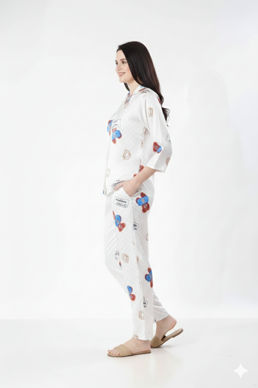 Teddy Bear Love Novelty Print Nightsuit – Glamoura X