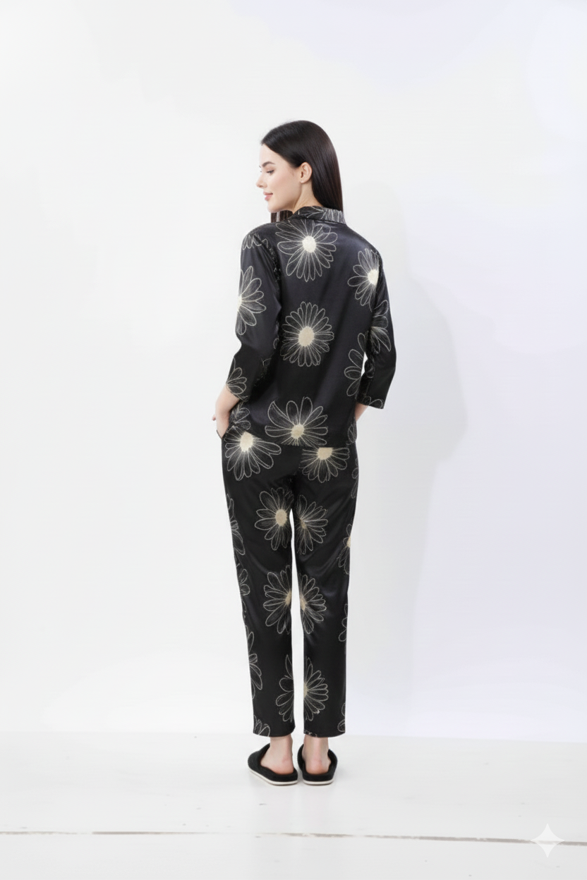 Midnight Daisy Floral Print Nightsuit – Glamoura X