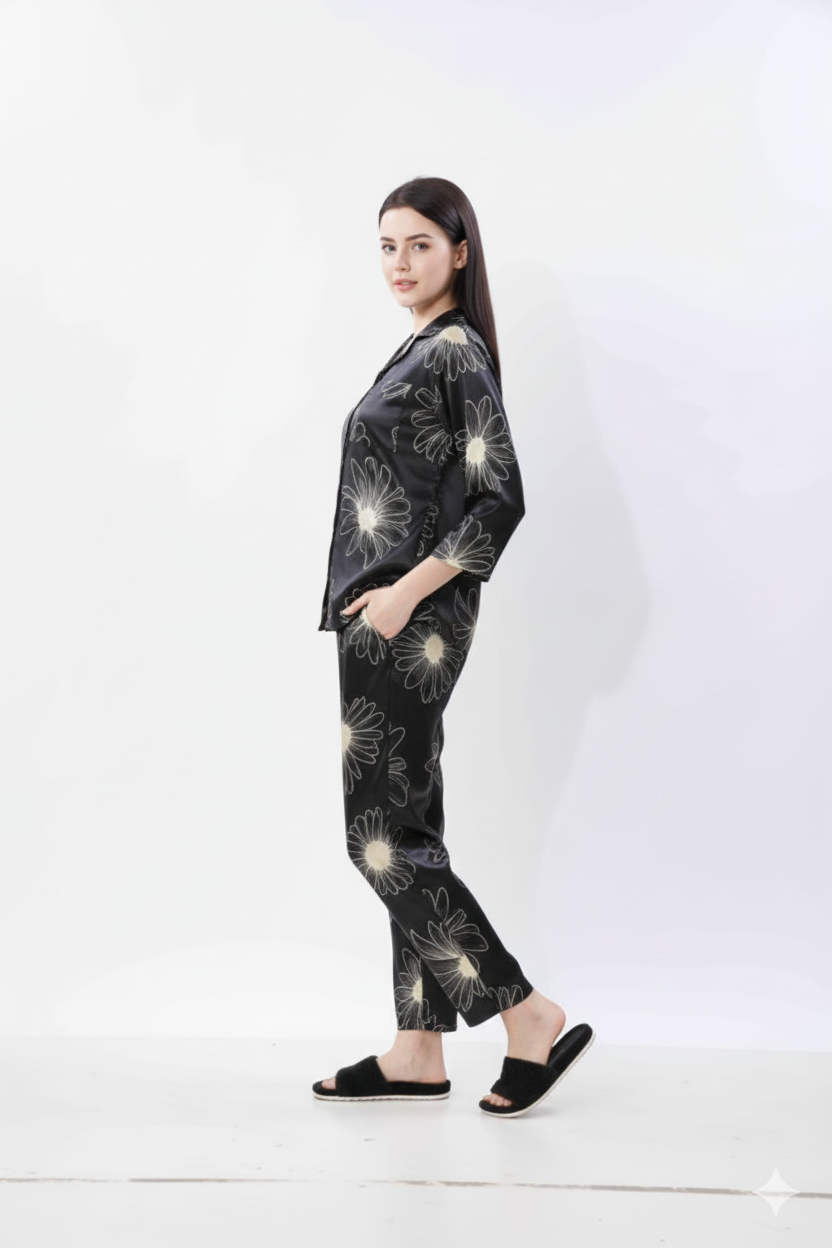 Midnight Daisy Floral Print Nightsuit – Glamoura X