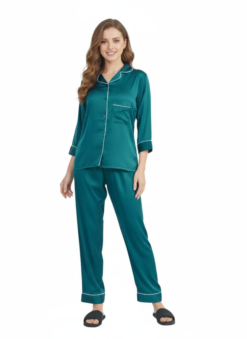 Emerald Jewel Armani Satin Nightsuit – Glamoura X