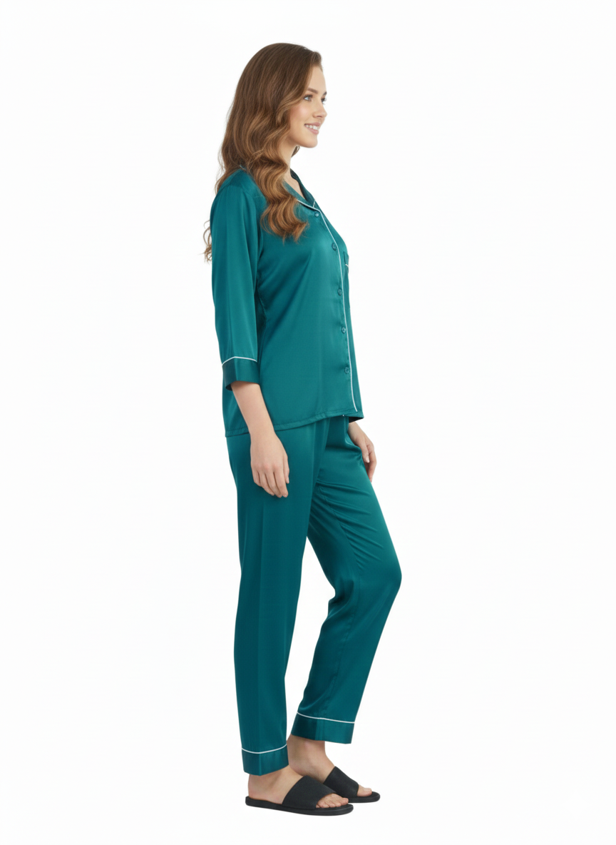 Emerald Jewel Armani Satin Nightsuit – Glamoura X