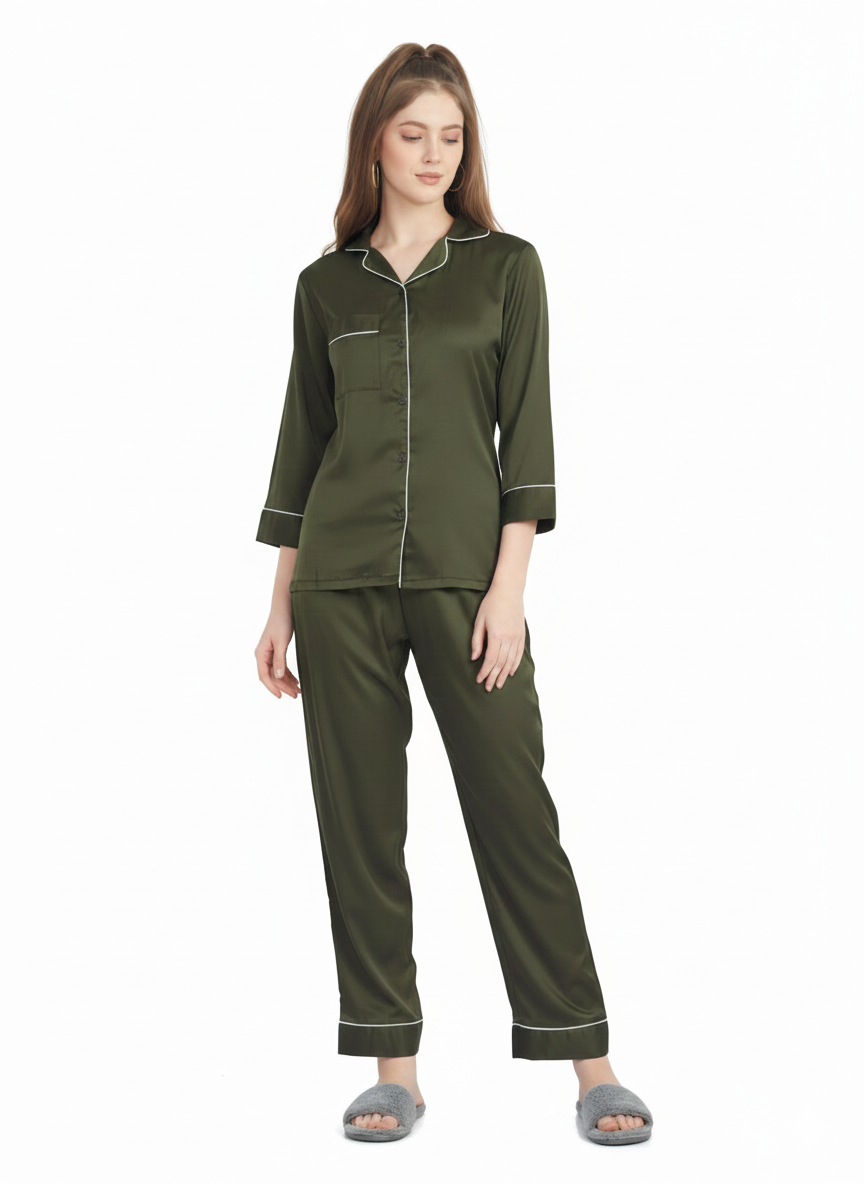 Olive Grove Armani Satin Nightsuit – Glamoura X
