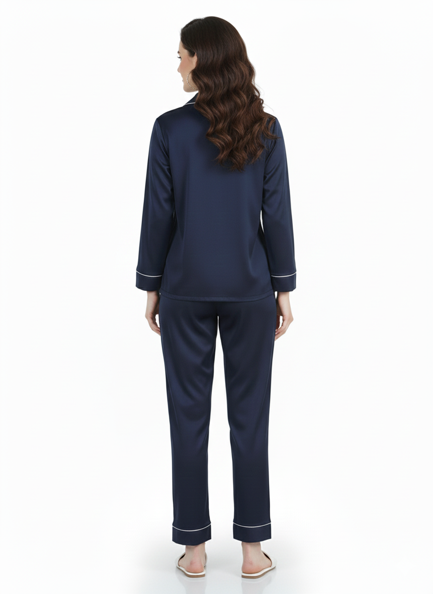 Midnight Navy Armani Satin Nightsuit – Glamoura X