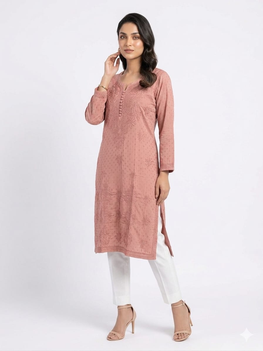 Cotton polka button kurthi