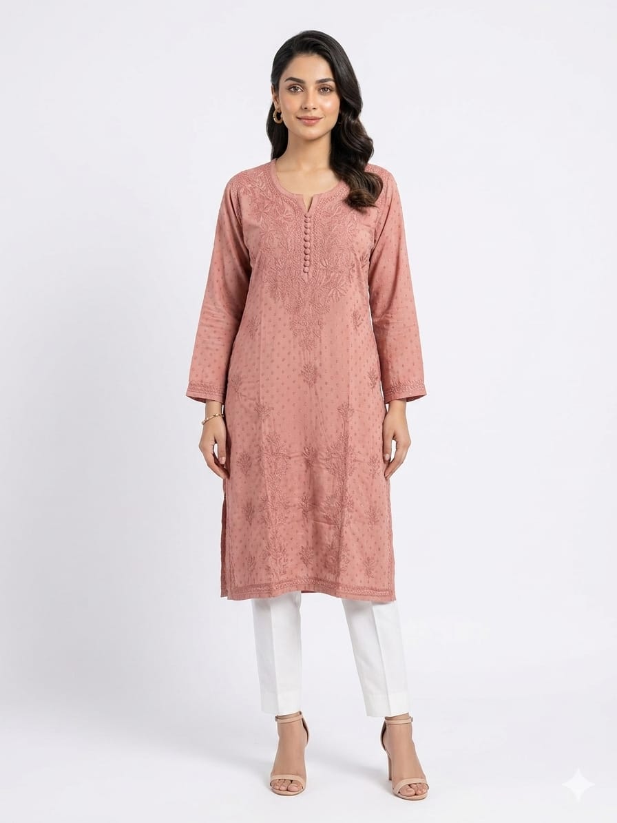 Cotton polka button kurthi