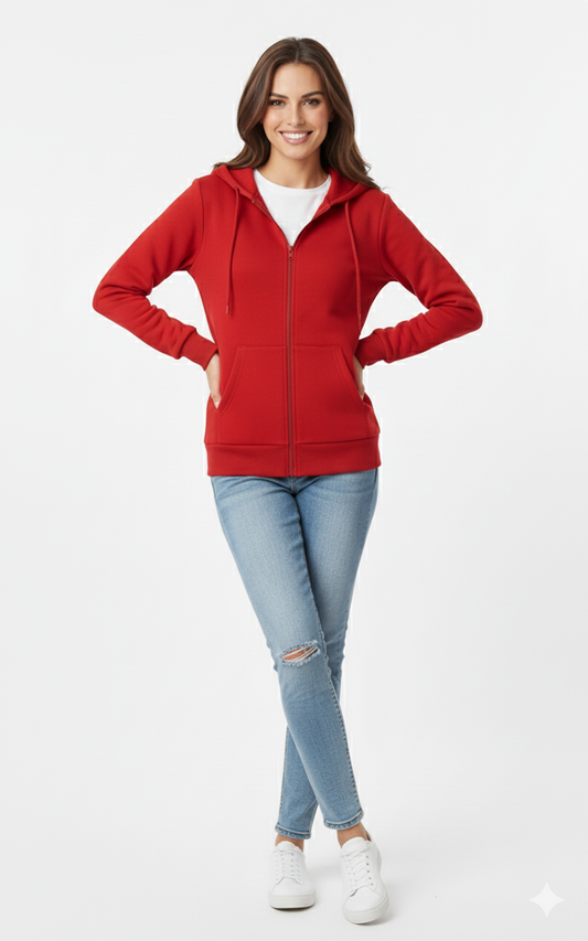 Ardinal Red 390 GSM Ultimate Full-Zip Hoodie | Glamoura X by Zadine High-Volume Solid Apparel