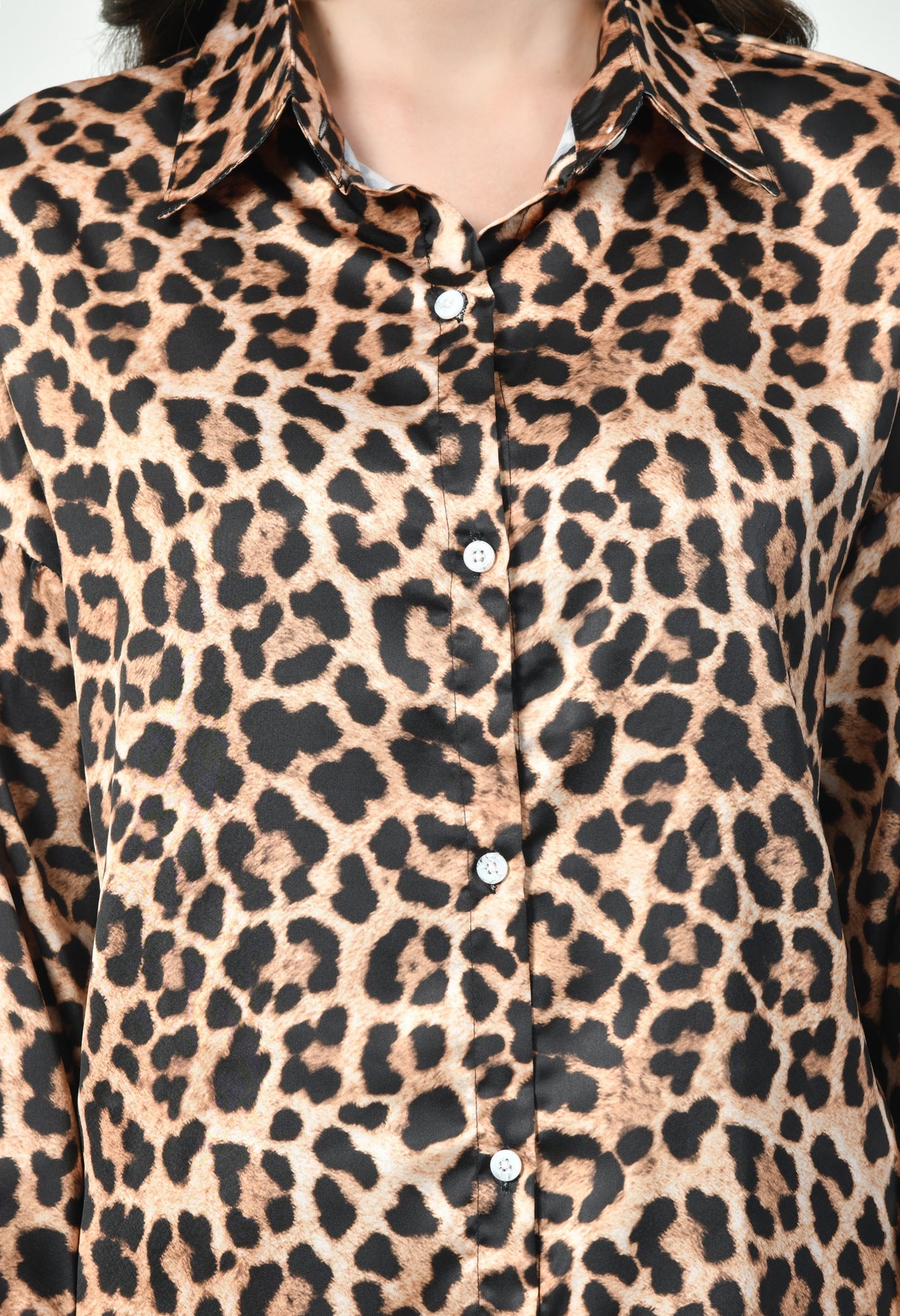 Glamoura X Leopard Print Japanese Satin Co-ord Set | Modest Luxury Wear UAE