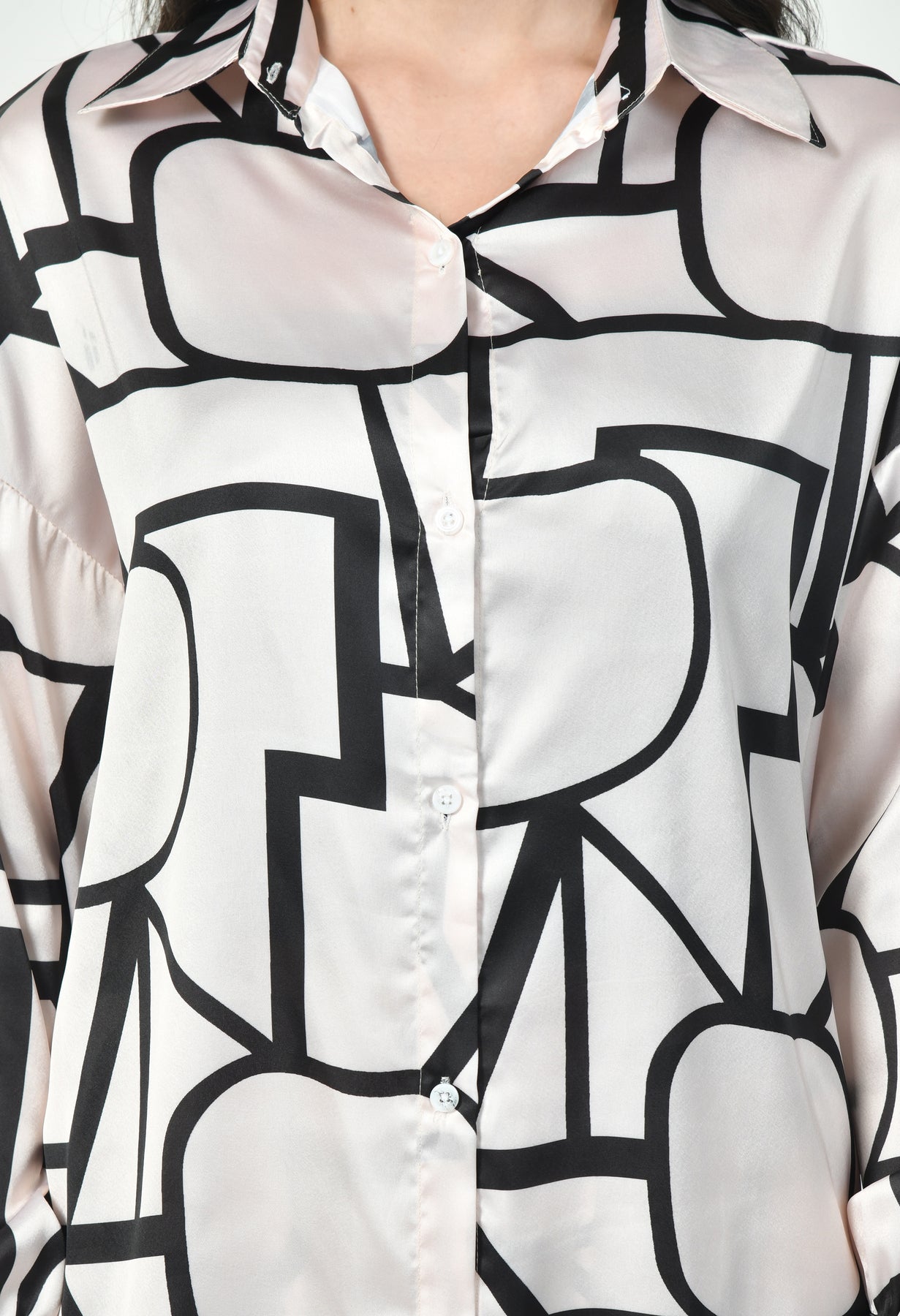 Glamoura X Abstract Line Art Co-Ord Set | Japanese Satin Geometric Print Modest wear