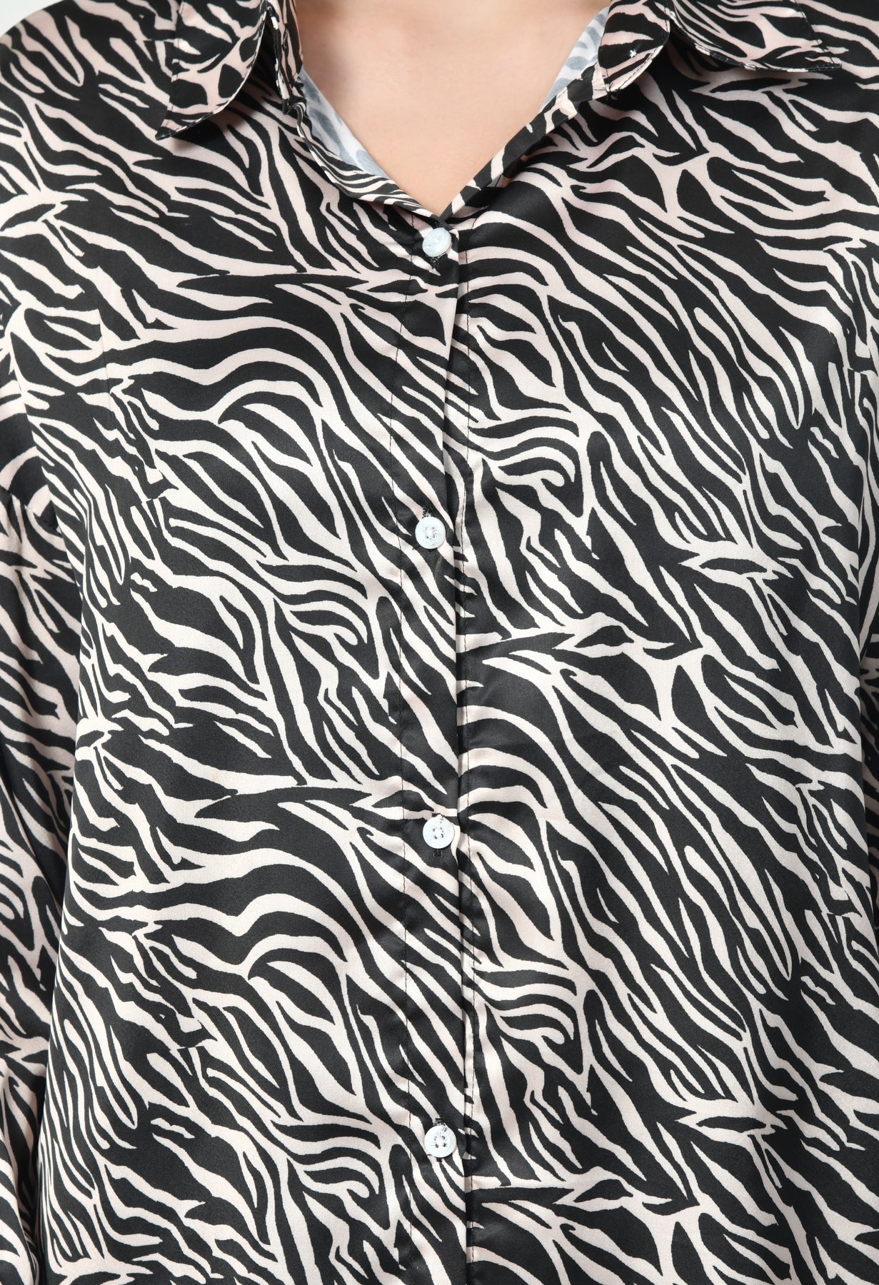 Glamoura X Zebra Print Japanese Satin Co-ord Set | Black & Brown Modest Wear