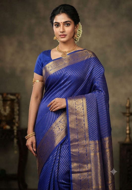 Sirumugai Pure Handloom Kanchi Soft Silk Sarees-Vairusi strip's Weaving with blouse-Multiple collection