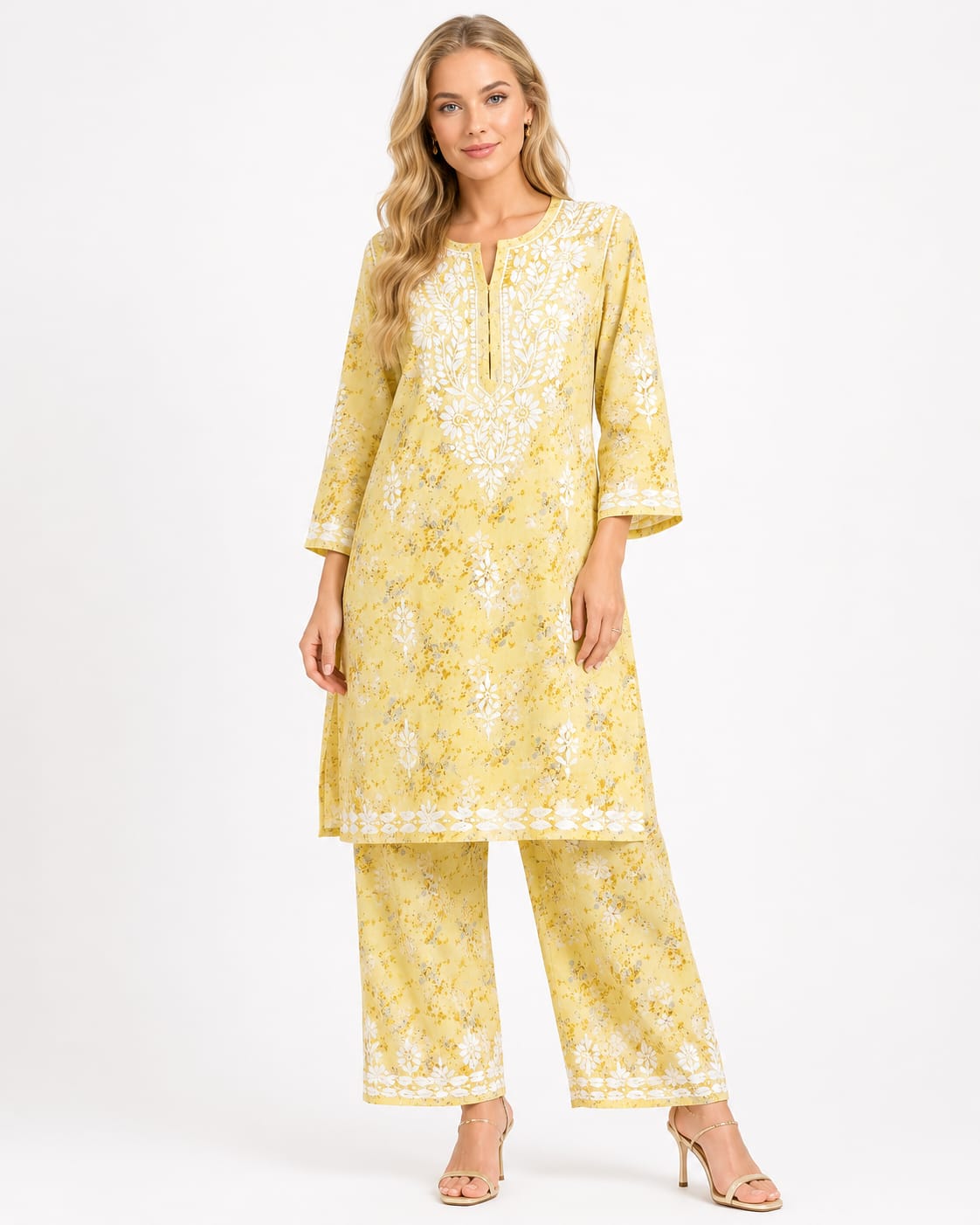 Glamoura X Mul mul printed kurti and pant set