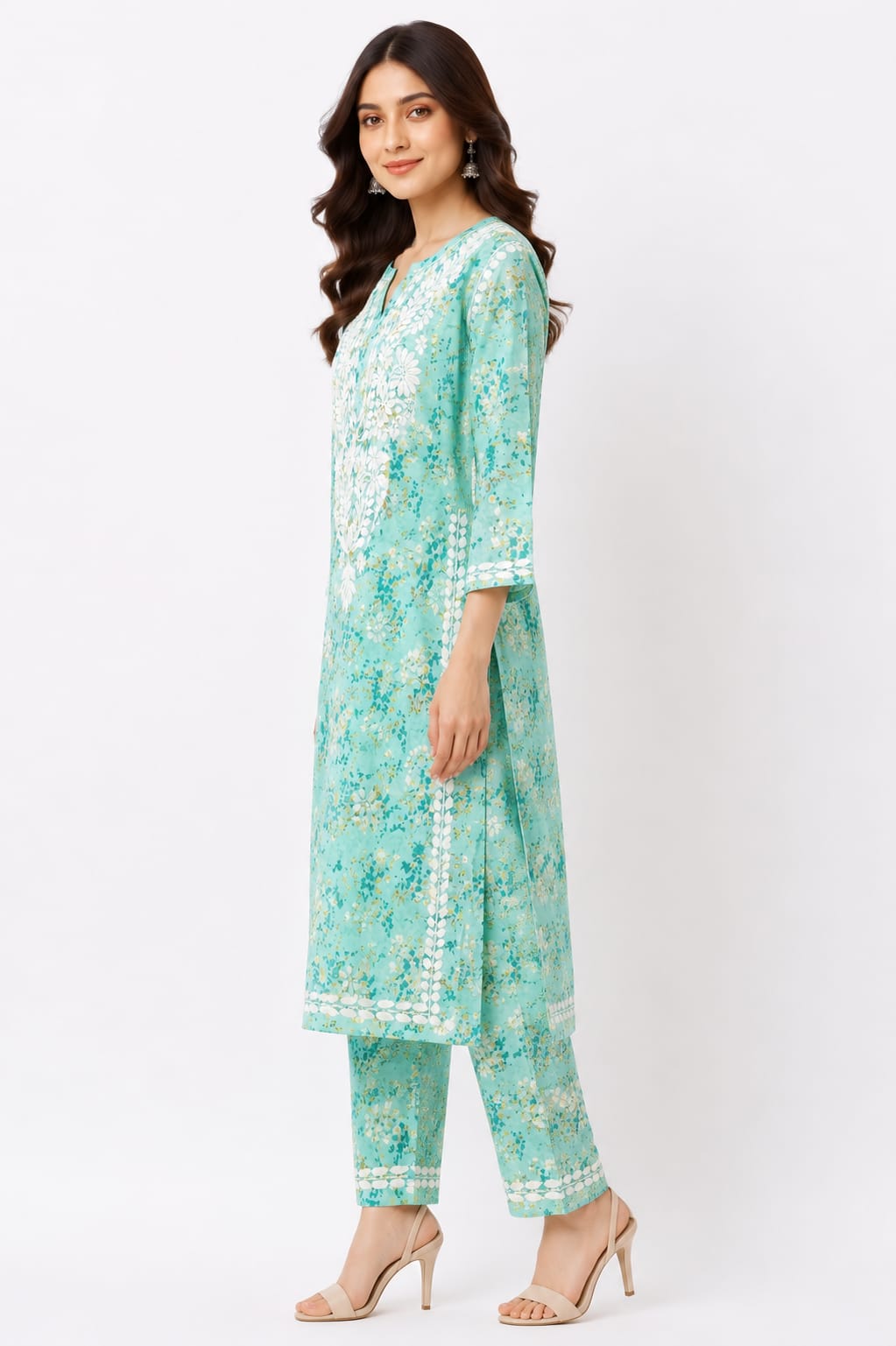 Glamoura X Mul mul printed kurti and pant set
