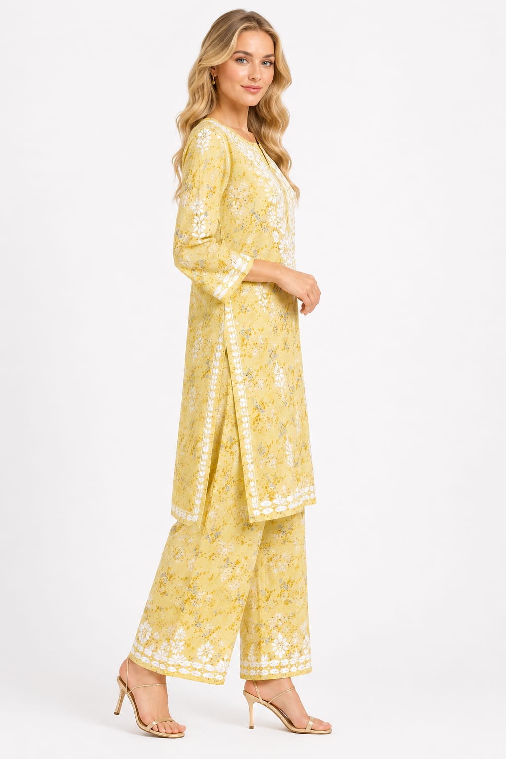 Glamoura X Mul mul printed kurti and pant set