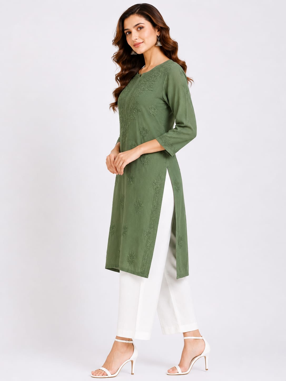 Rayon self dye kurti
