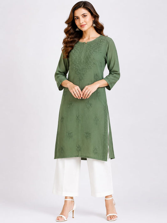 Rayon self dye kurti