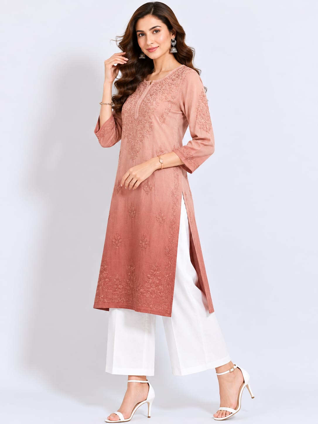 Rayon self dye kurti