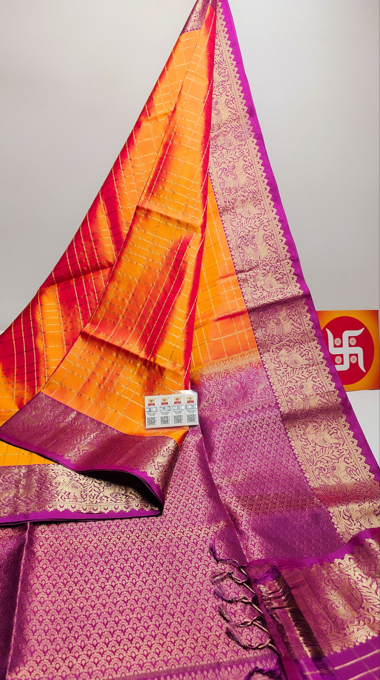 Sirumugai Pure Handloom Kanchi Soft Silk Sarees-vairusi checks-Mutiple colour