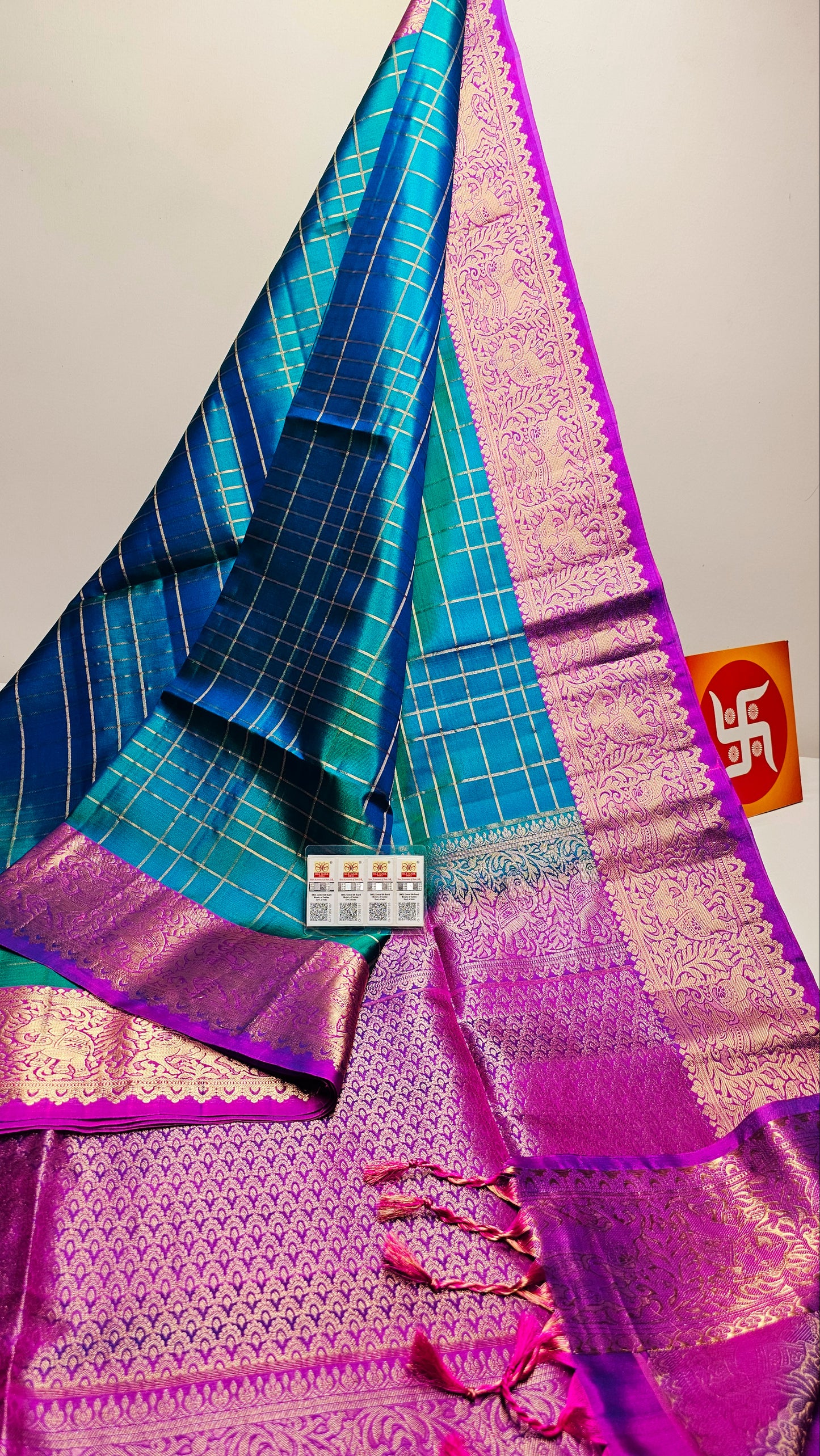 Sirumugai Pure Handloom Kanchi Soft Silk Sarees-vairusi checks-Mutiple colour
