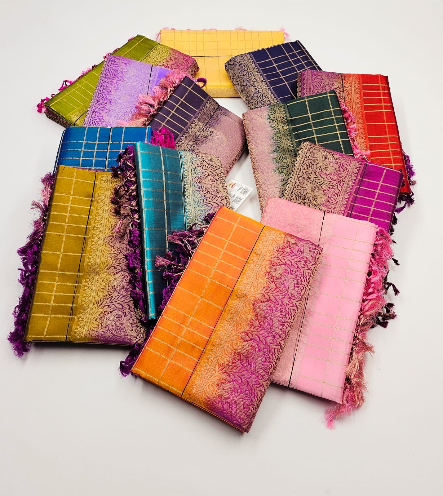 Sirumugai Pure Handloom Kanchi Soft Silk Sarees-vairusi checks-Mutiple colour