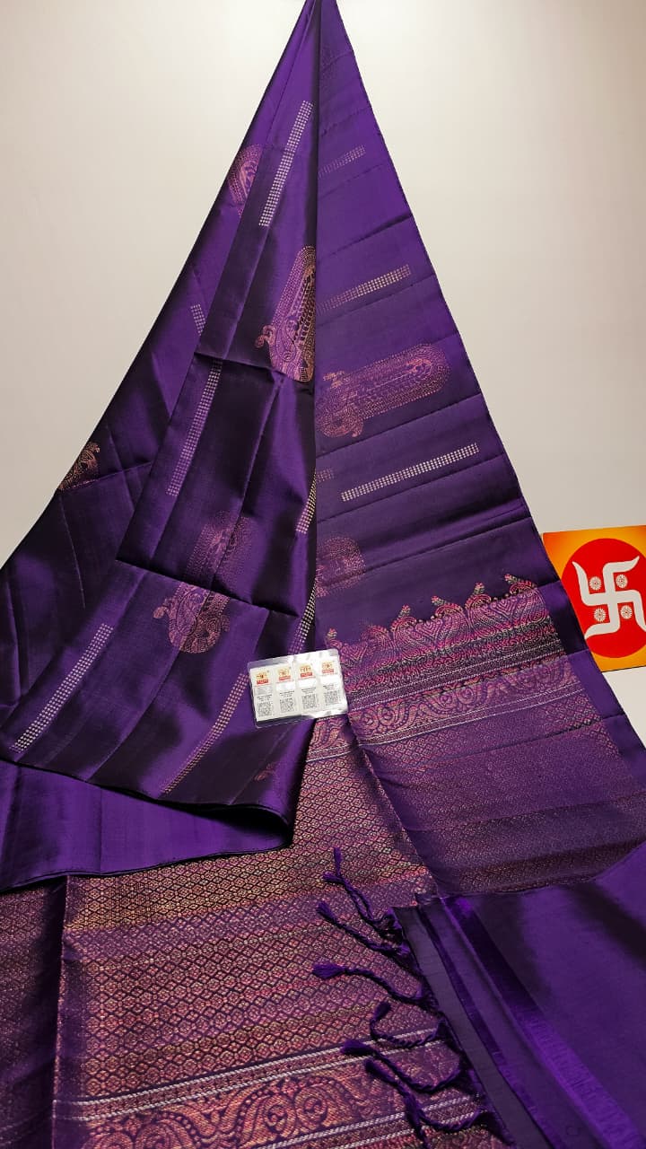 Sirumugai Pure Handloom Kanchi Soft Silk Sarees-self blouse-all over motives-Multiple colour