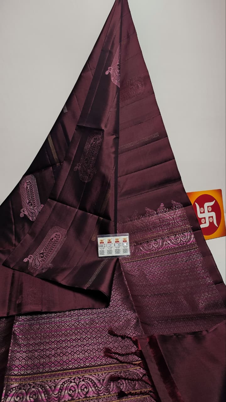 Sirumugai Pure Handloom Kanchi Soft Silk Sarees-self blouse-all over motives-Multiple colour