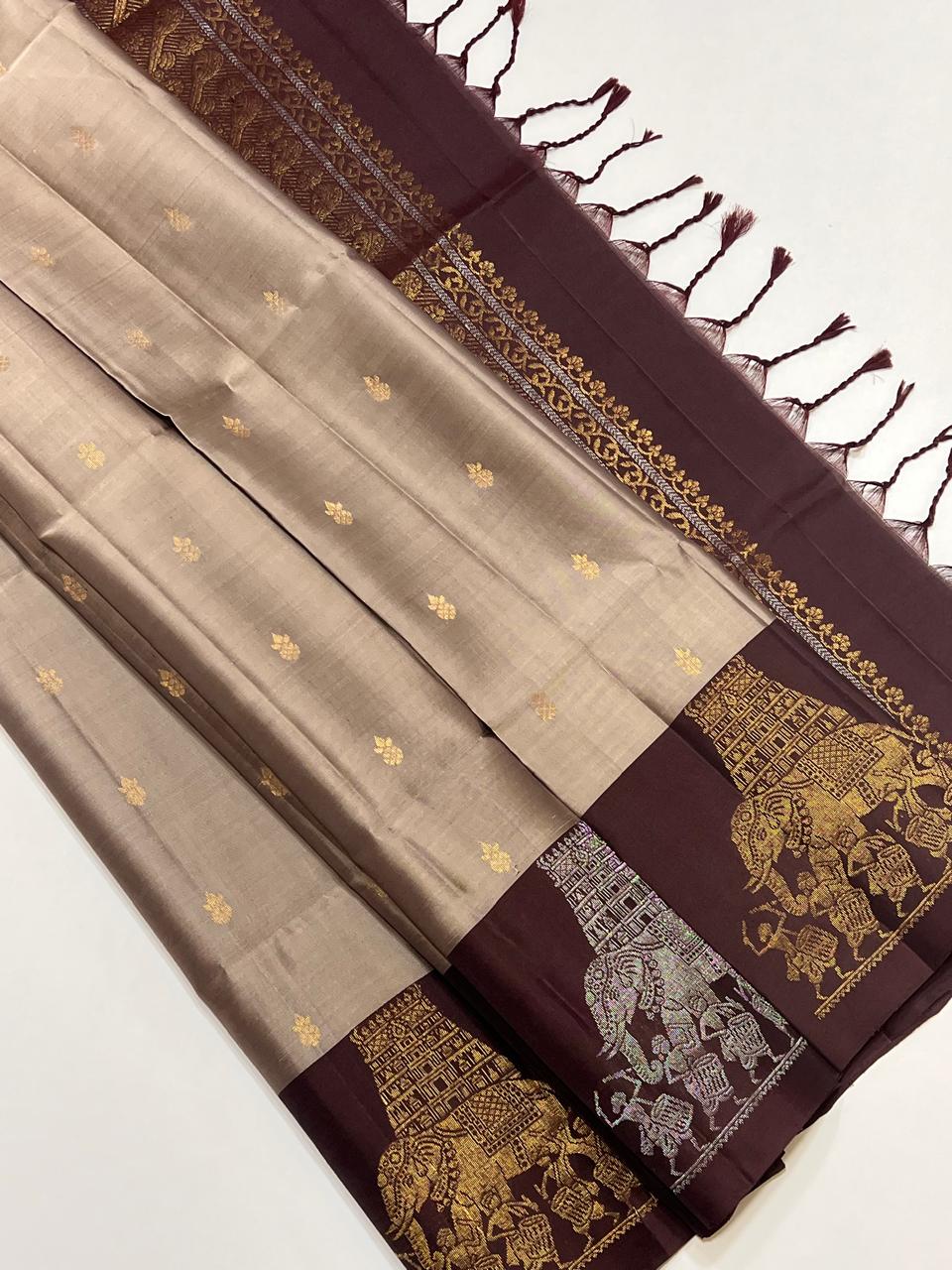 Sirumugai Pure Handloom Kanchi Soft Silk Sarees- One side korai Tarning- with blouse