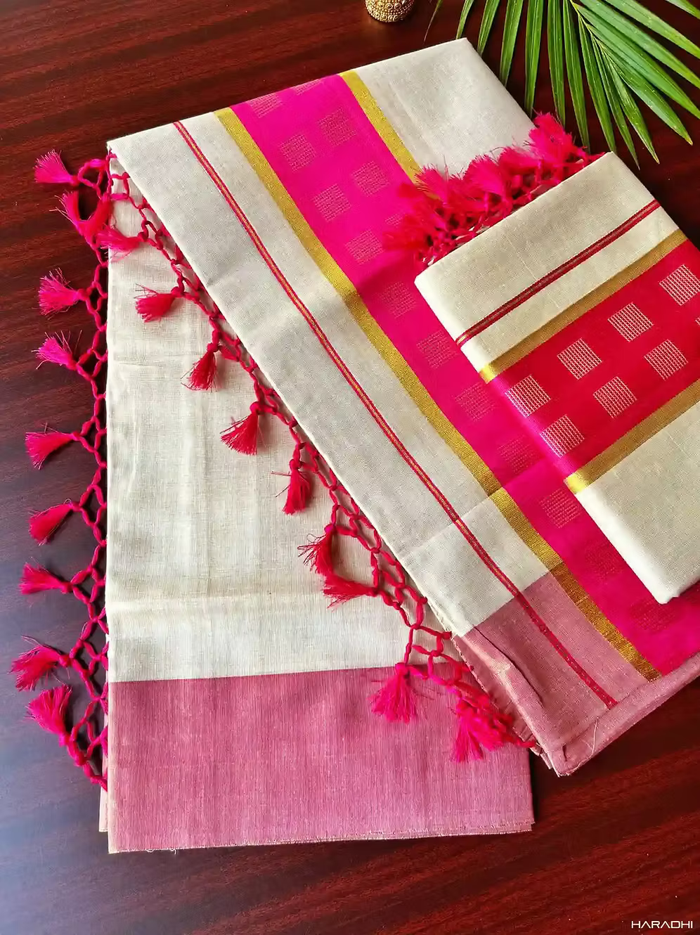 Pink Chathura Designer Tassel Tissue Saree