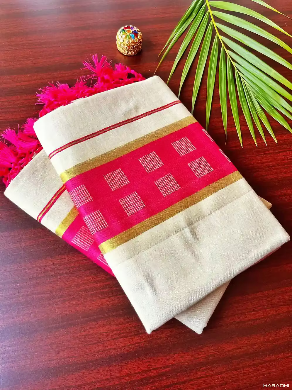 Pink Chathura Designer Tassel Tissue Saree