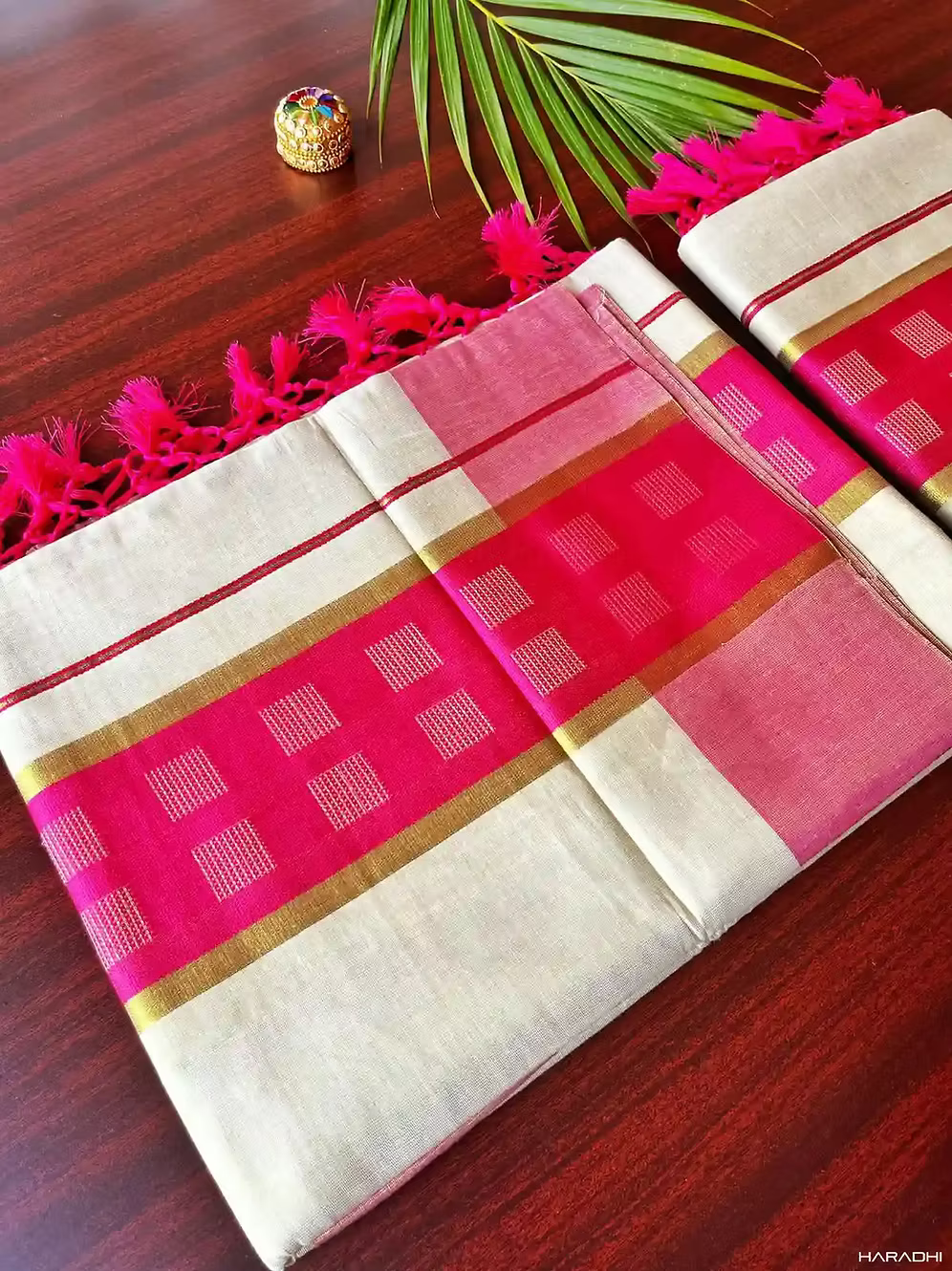 Pink Chathura Designer Tassel Tissue Saree