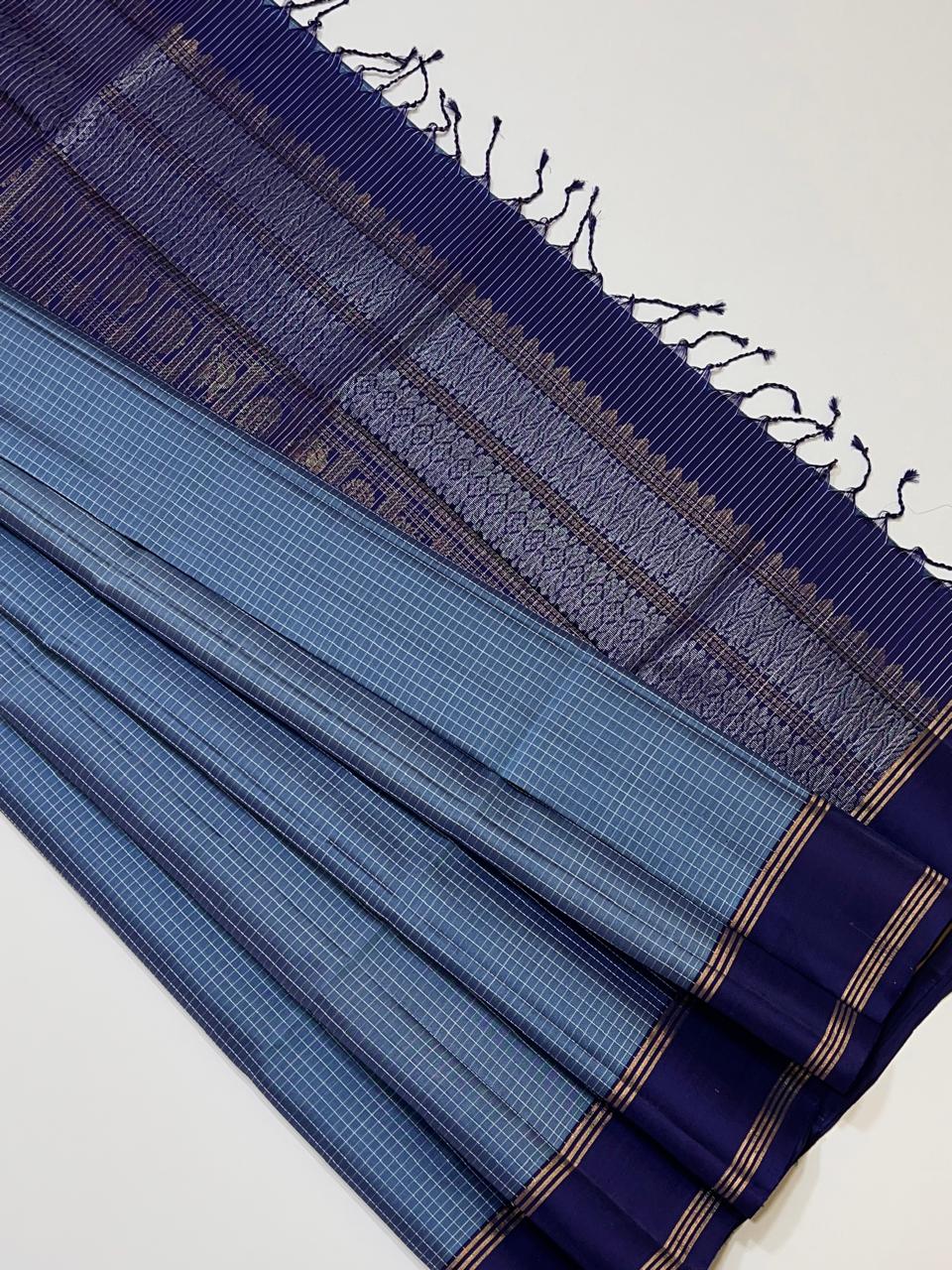 Sirumugai Pure Handloom Kanchi Soft Silk Sarees-vairusi checks weaving-Mutliple collection